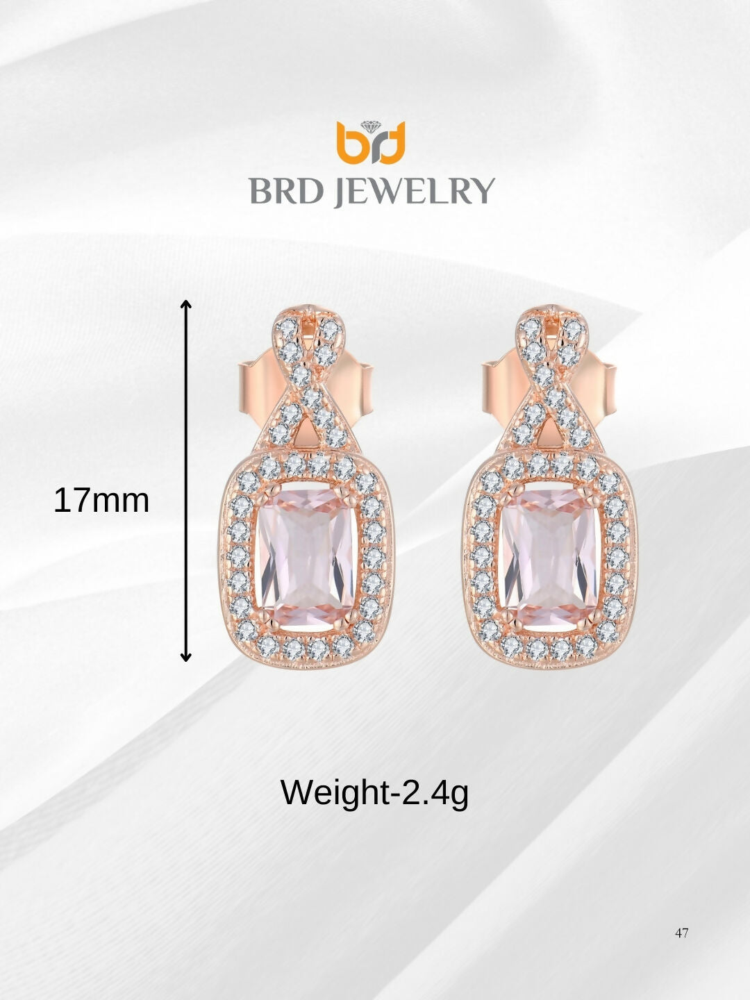925 Sterling Silver Rosegold Plated Morganite Cz Drop Earrings I Pink Stone Earrings For Women & Girls