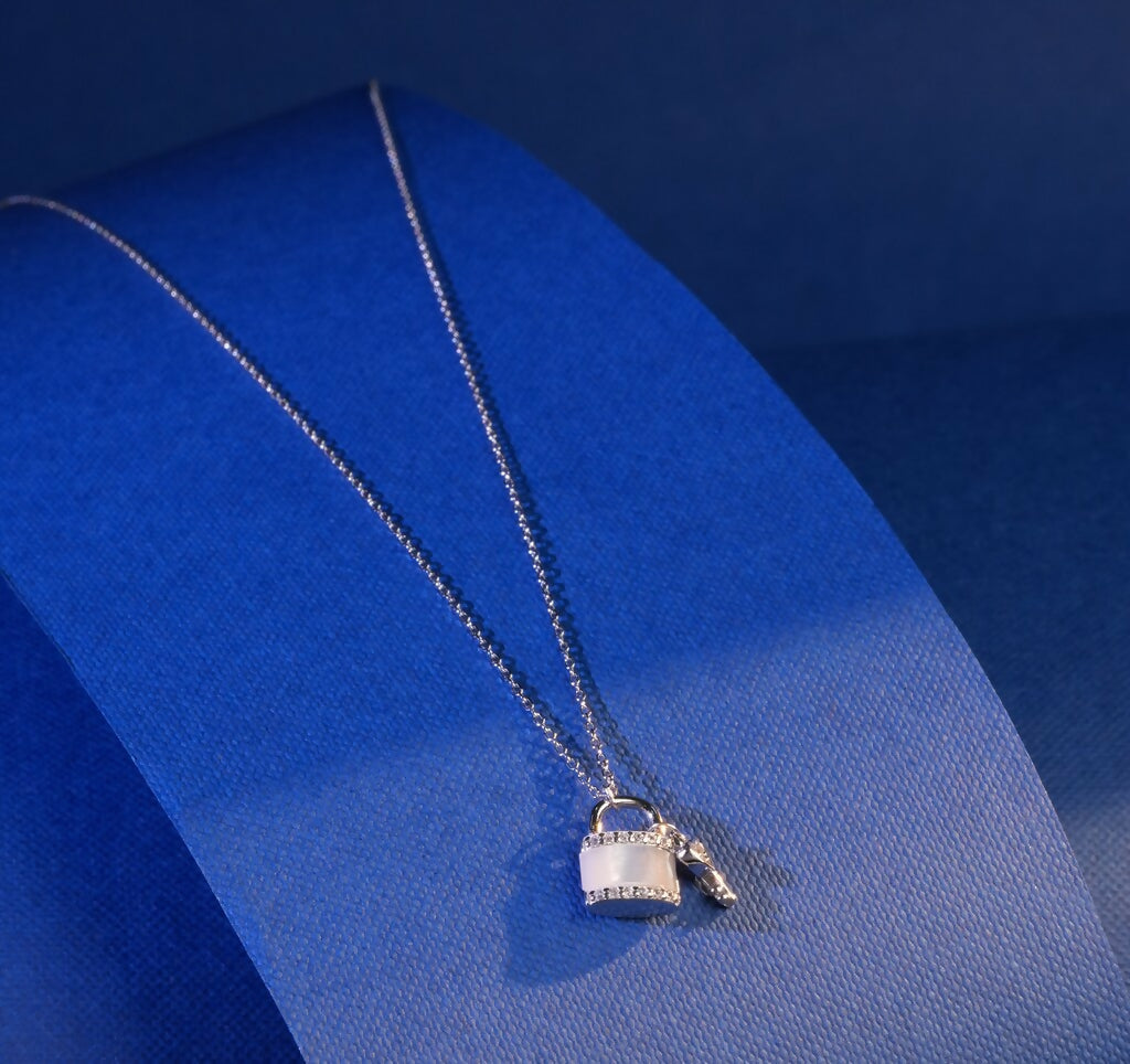 925 Sterling Silver Lock & Key Chain Necklace