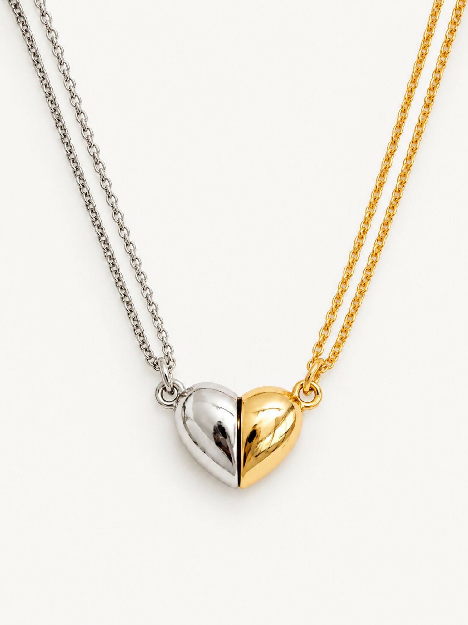 Dual Tone Heart Pendant Necklace