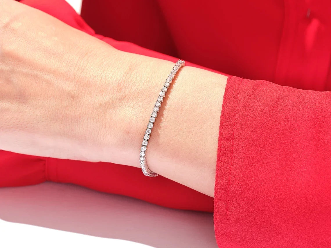 7.50 Ct Round Cut Moissanite Tennis Bracelet 14K White Gold Plated