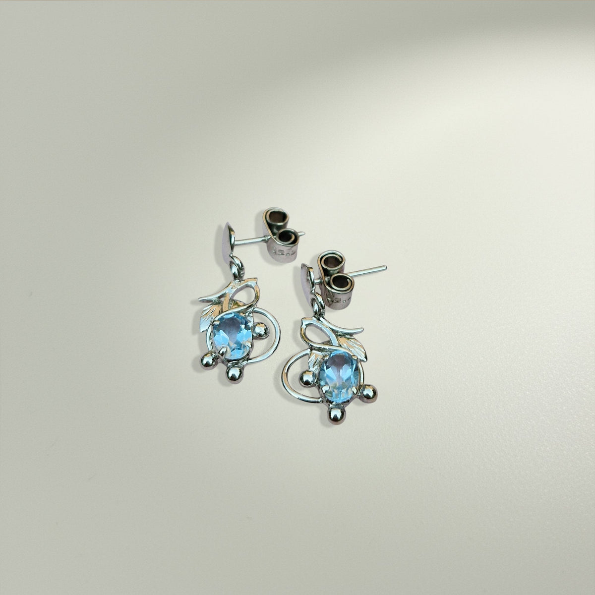 925 Sterling Silver Blue Topaz Earrings for Women | Handmade Blue Gemstone Jewelry | Elegant Sparkling Design | Size 2.5x1.4 cm