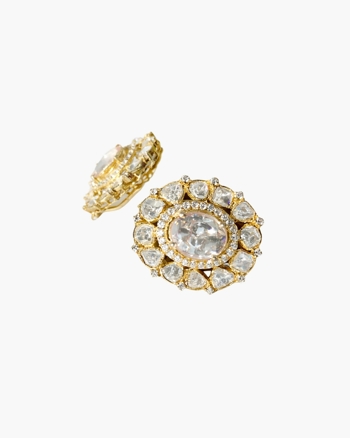Moissanite Polki Statement Studs