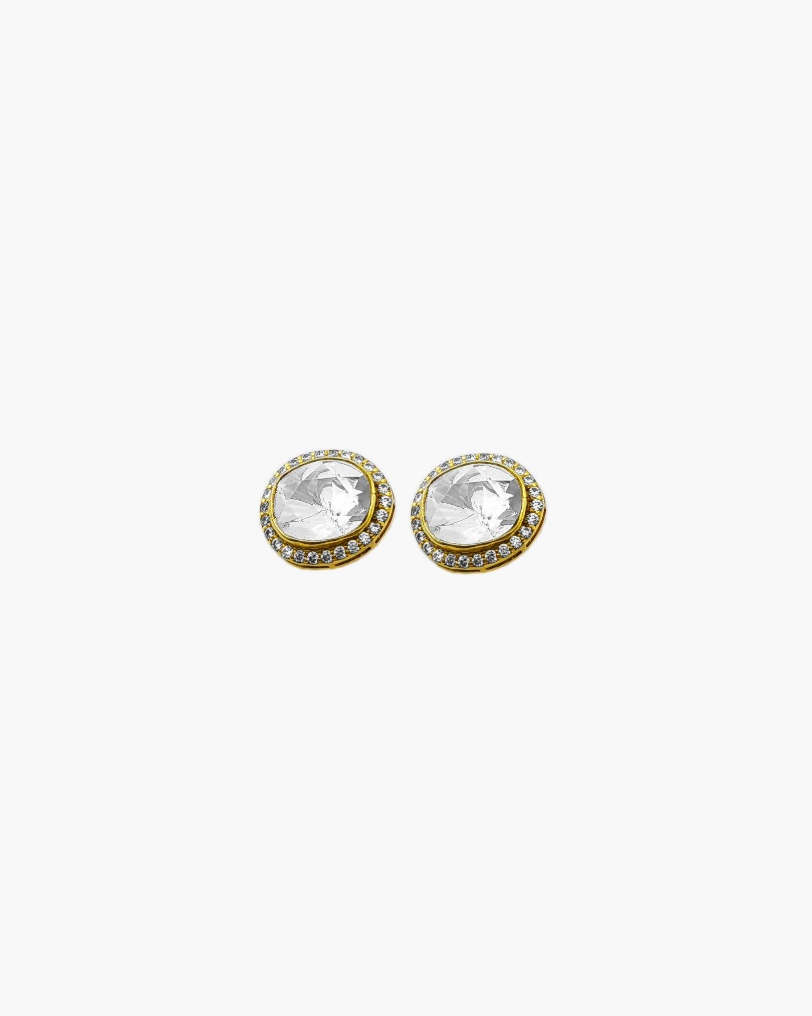 Oval Moissanite Polki Studs