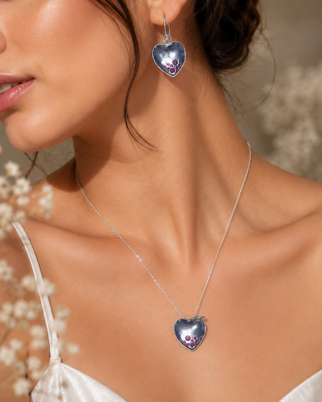 Scarlet Heart Ruby 925 Sterling Silver Jewellery Set