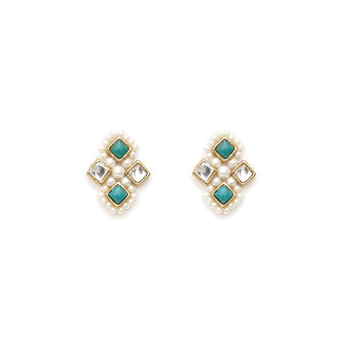 Mint Royale Pearl Studs - BeAbhika.com