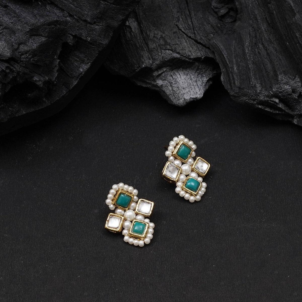 Mint Royale Pearl Studs - BeAbhika.com