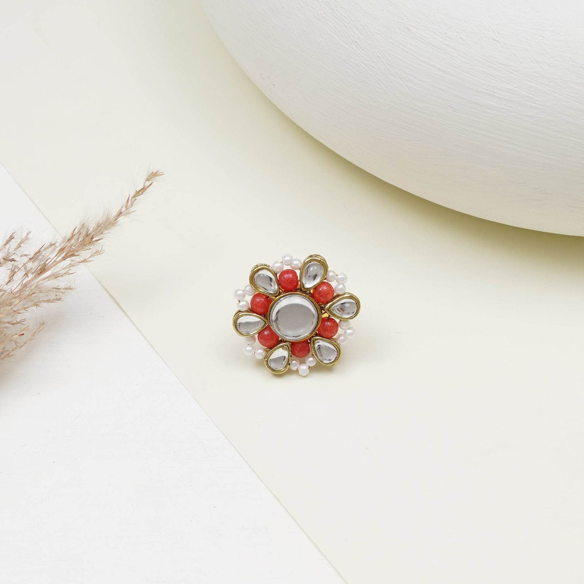 Beaded Bloom Adjustable Ring - BeAbhika.com