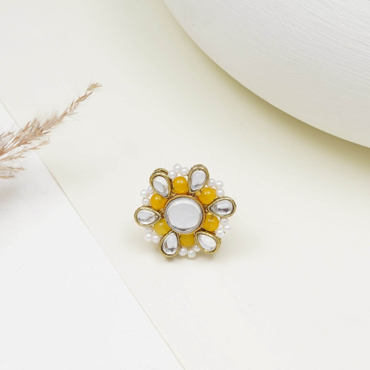 Beaded Bloom Adjustable Ring - BeAbhika.com