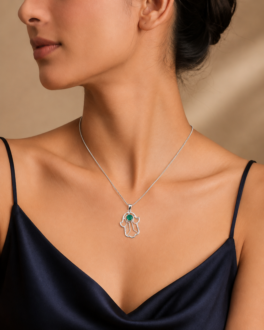 Natural Green Onyx Pendant | 925 Sterling Silver | Floral Pendant