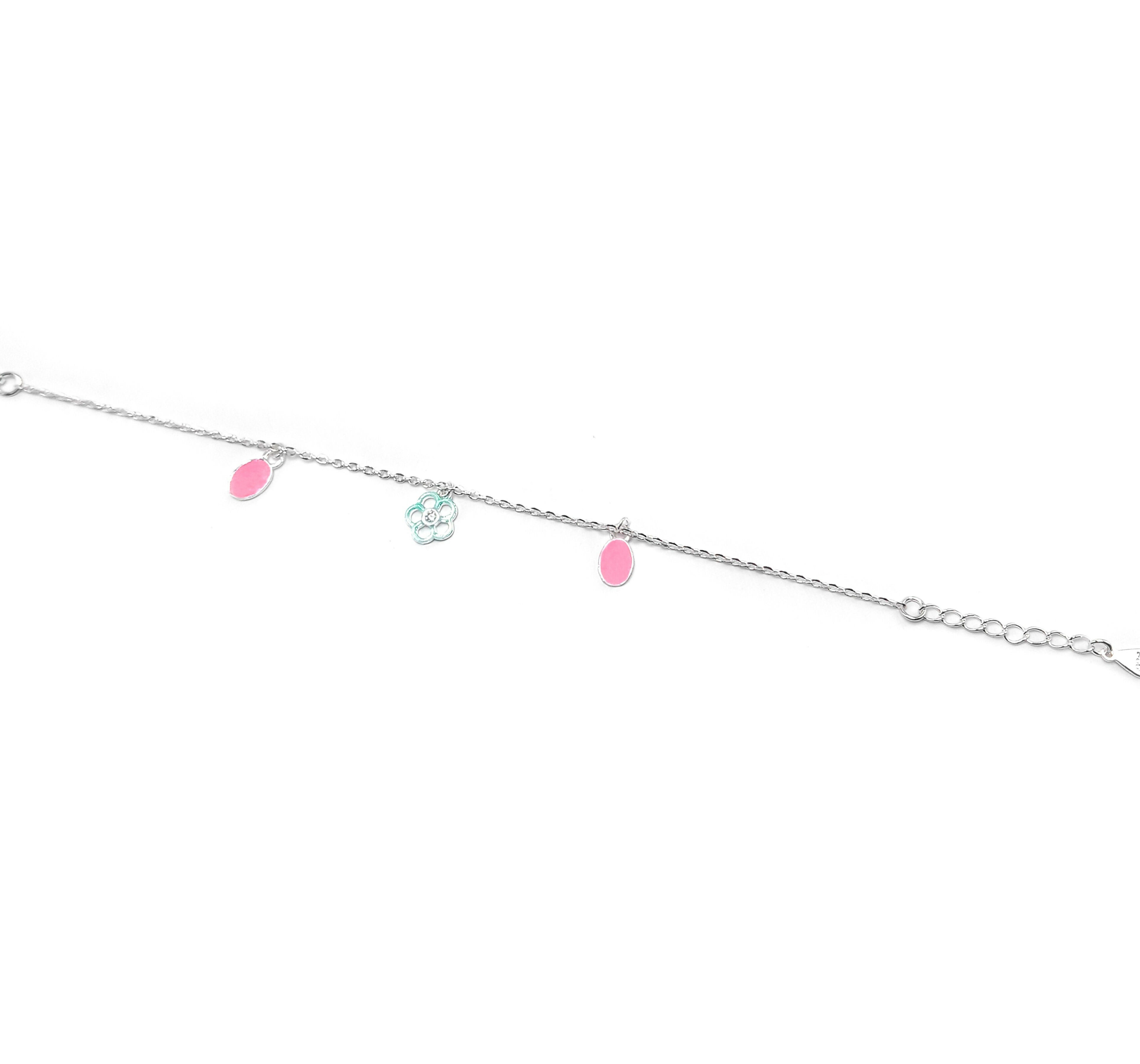 92.5 Silver Pink & Green Flower