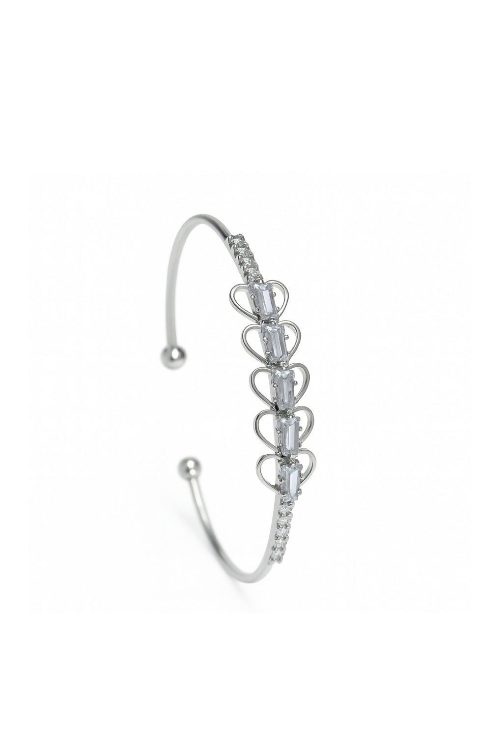 Anuradha Art Jewellery silver finish with shimmering white stone stud Adjustable Kada bracelet for women and girls.