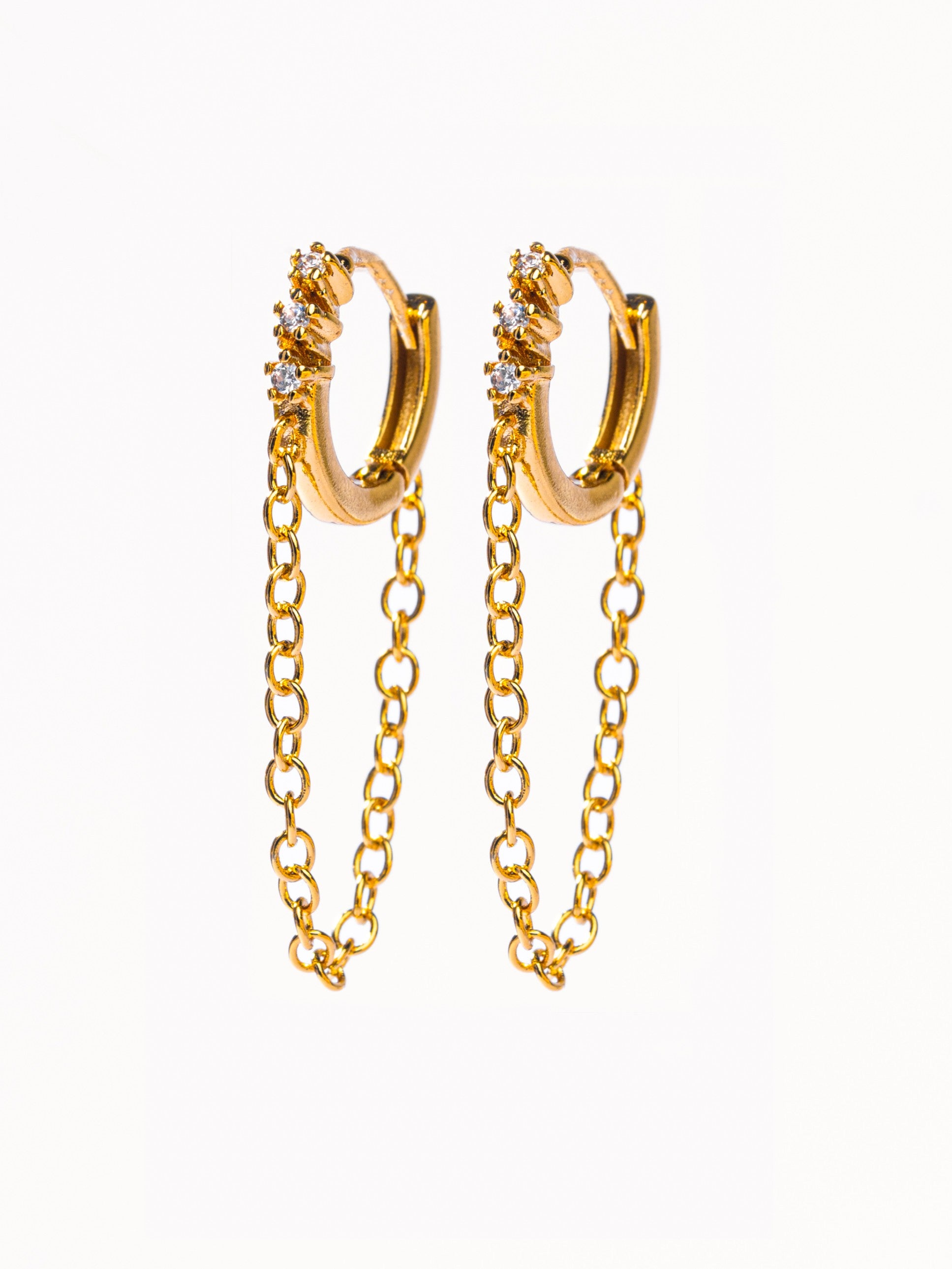 18k gold-plated Lauren layered necklace �? bold elegant double-chain stones necklace, anti-tarnish and waterproof for evening and everyday wear.