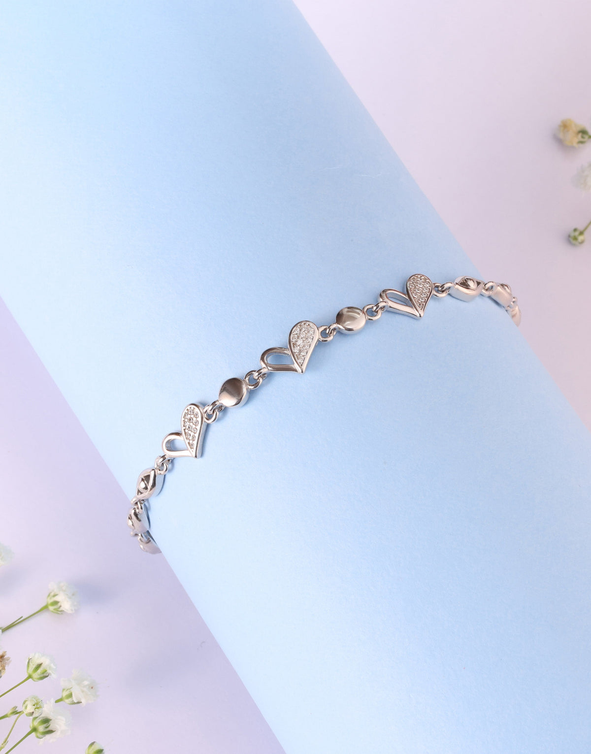 linked hearts sterling silver bracelet elegant design