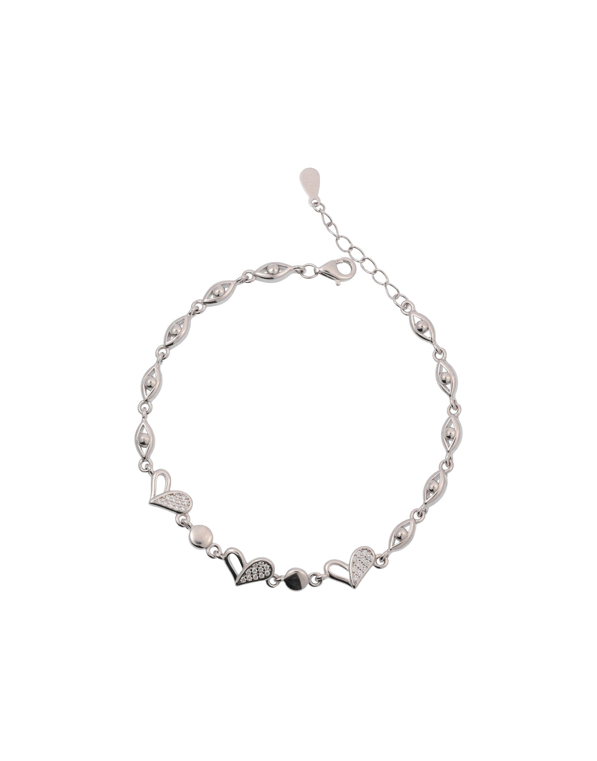 linked hearts sterling silver bracelet elegant design
