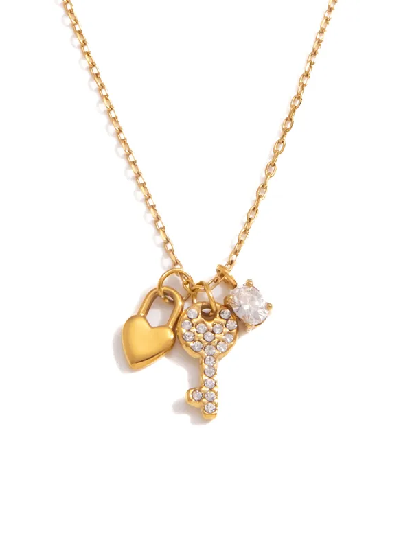 18k gold-plated lock and key pendant necklace �? symbolic lock and key pendant, anti-tarnish and waterproof for everyday, evening and gifting.