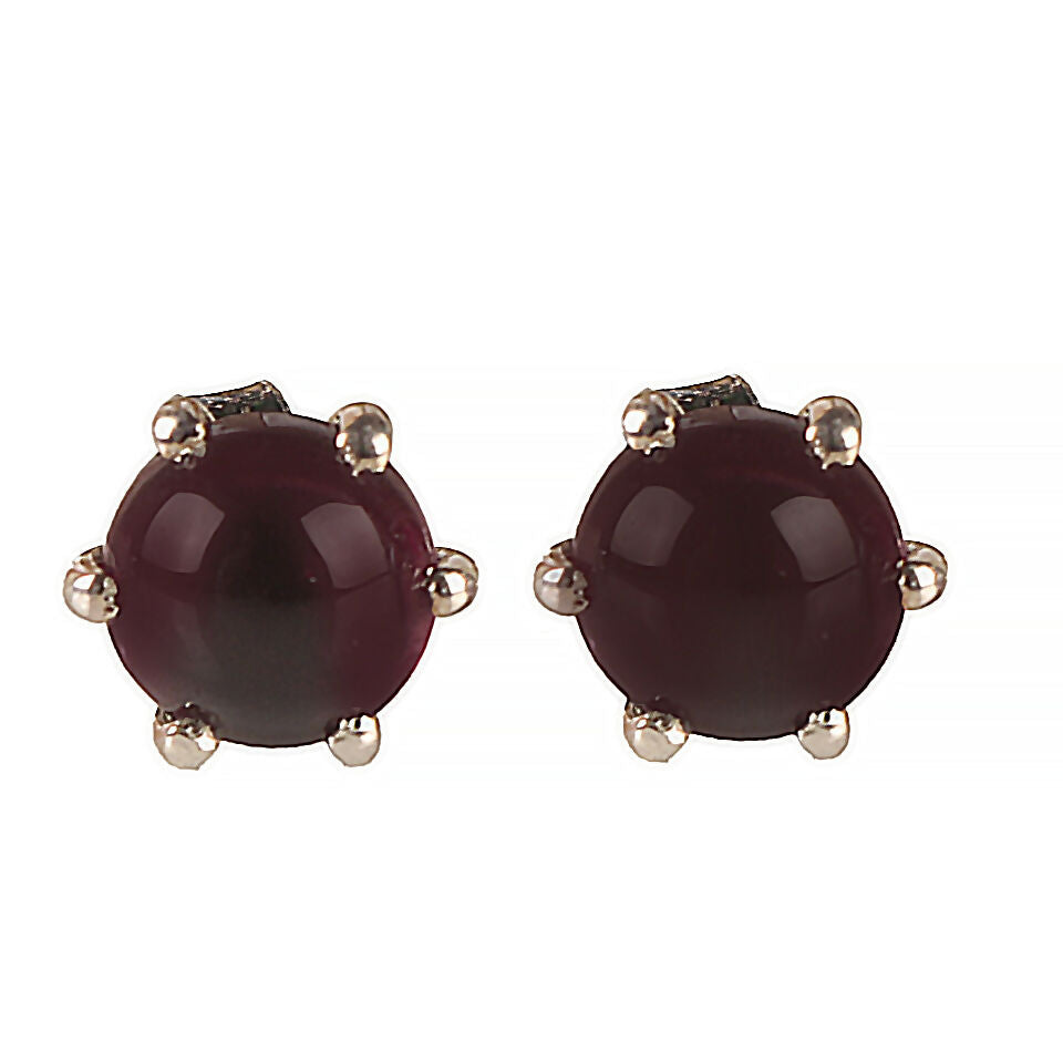 925 Sterling Silver Garnet Eartops for Women | Natural Red Gemstone Stud Earrings | Elegant Daily Wear Jewelry
