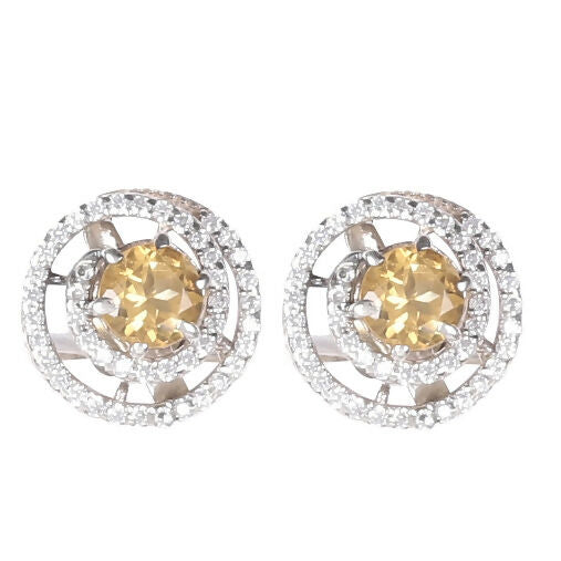 925 Sterling Silver Citrine Earrings for Women | Natural Yellow Gemstone Drop Earrings | High Polish Party Wear Silver Jewelry