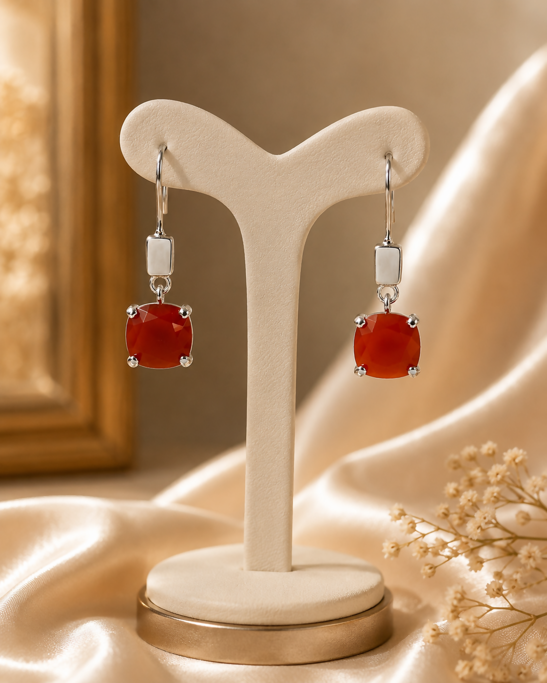 Rouge Carré Carnelian 925 Sterling Silver Earrings