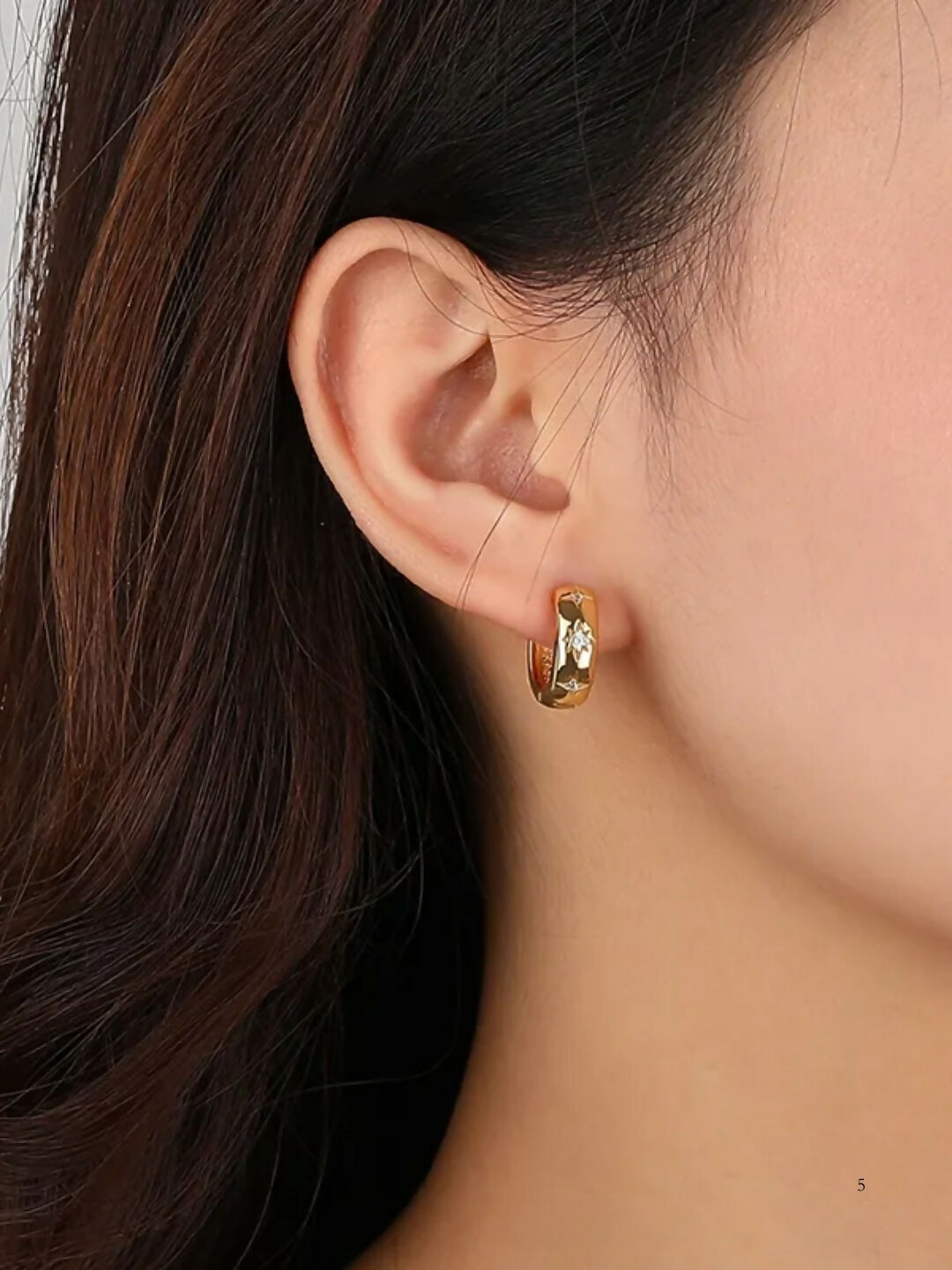 Brd Jewelry Gold Plated Cz Star Silver Hoop Earrings, Gold Earrings For Women & Girls