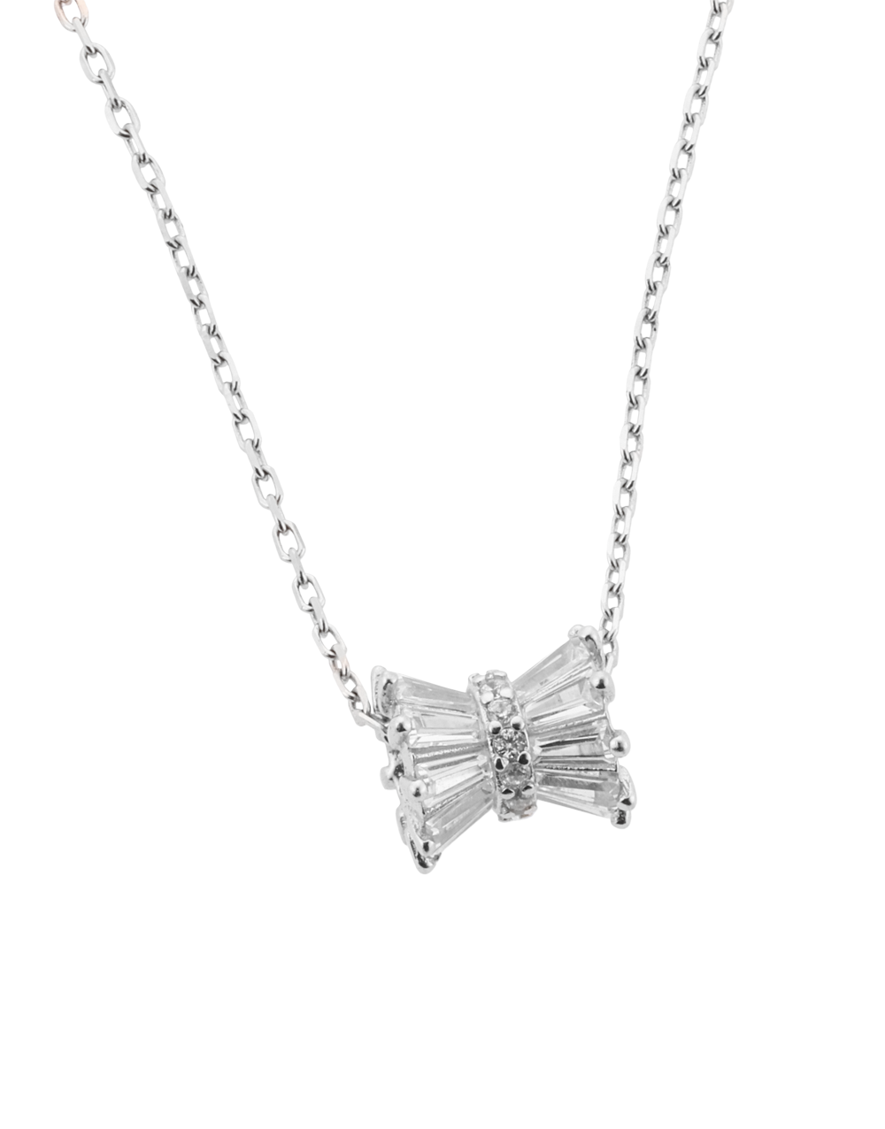 Minimalist Ribbon-Shaped Pendant Necklace – Silver Tone