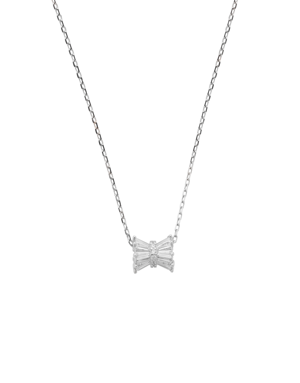 Minimalist Ribbon-Shaped Pendant Necklace – Silver Tone