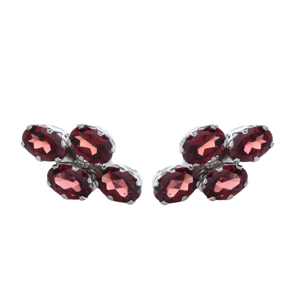 925 Sterling Silver Garnet Eartops for Women | Natural Red Gemstone Stud Earrings | Elegant Silver Jewelry Gift