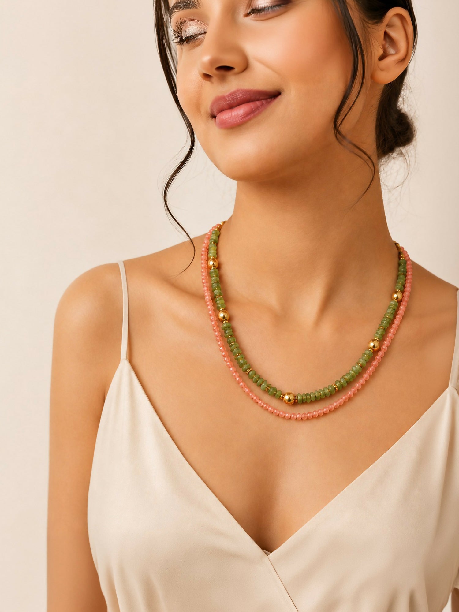 Multicolor Beaded Layered Choker Necklace