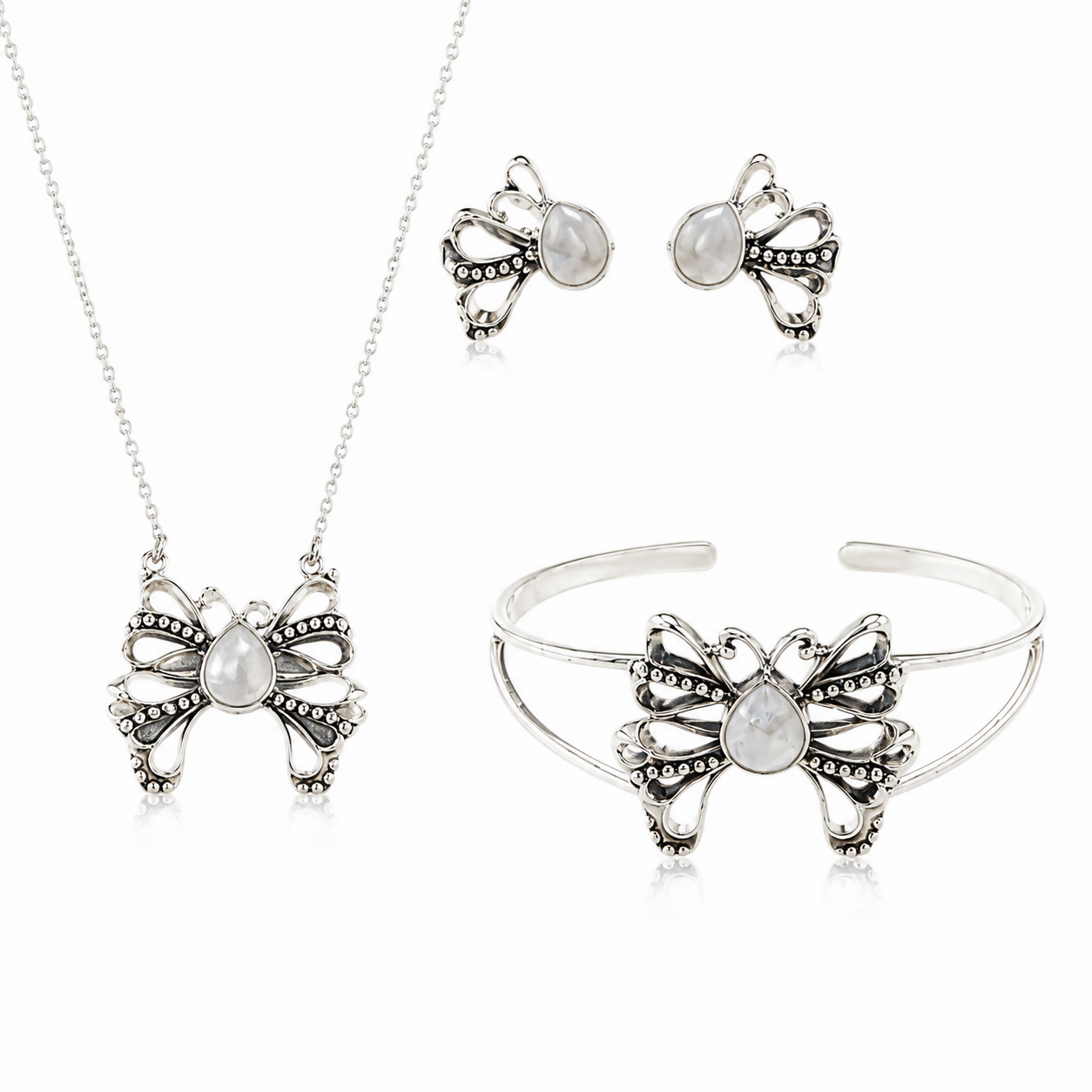 Luna Papillon Rainbow Moonstone 925 Sterling Silver Jewellery Collection