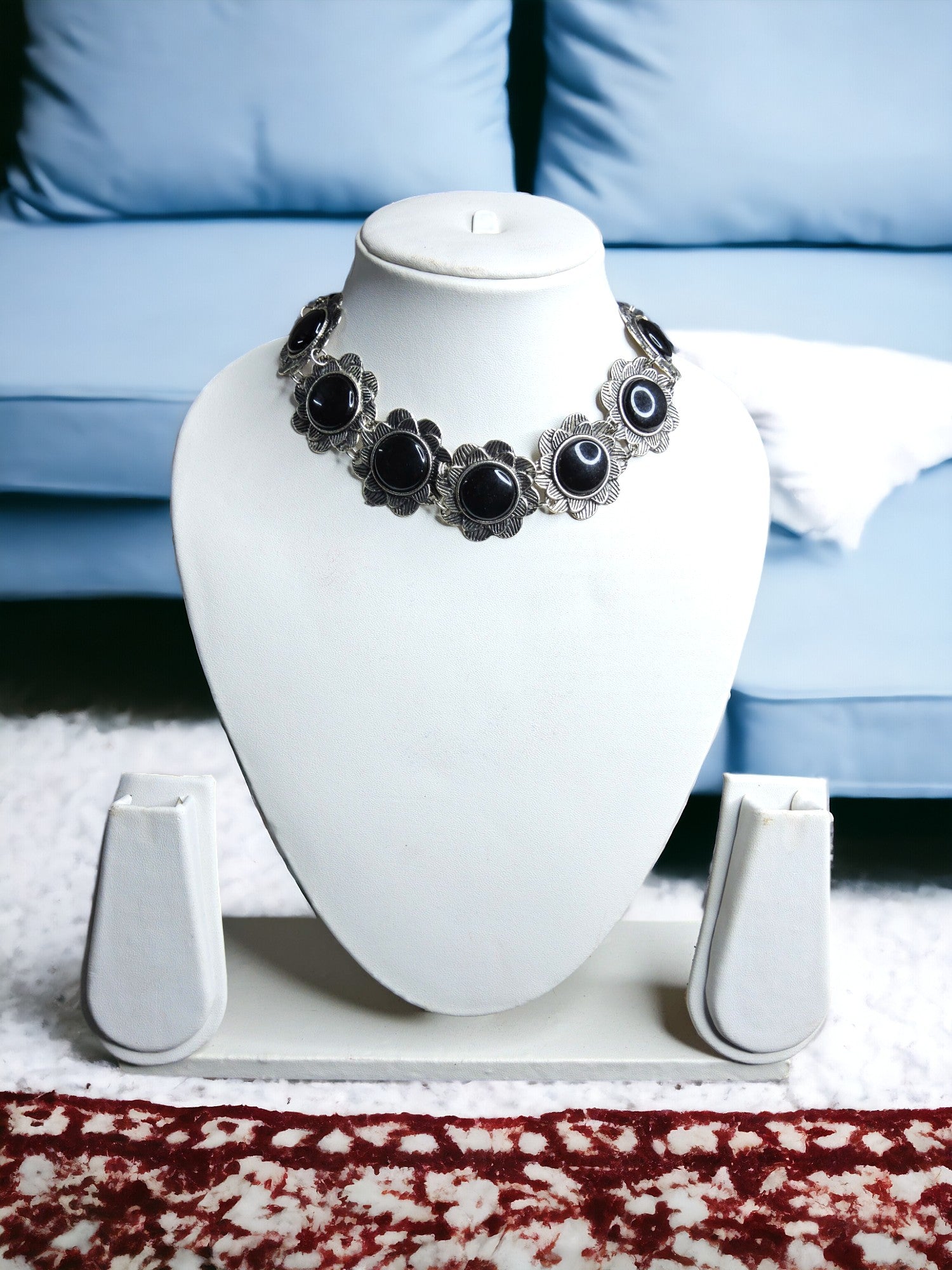 Noir Bloom Choker Necklace -Handmade & Adjustable
