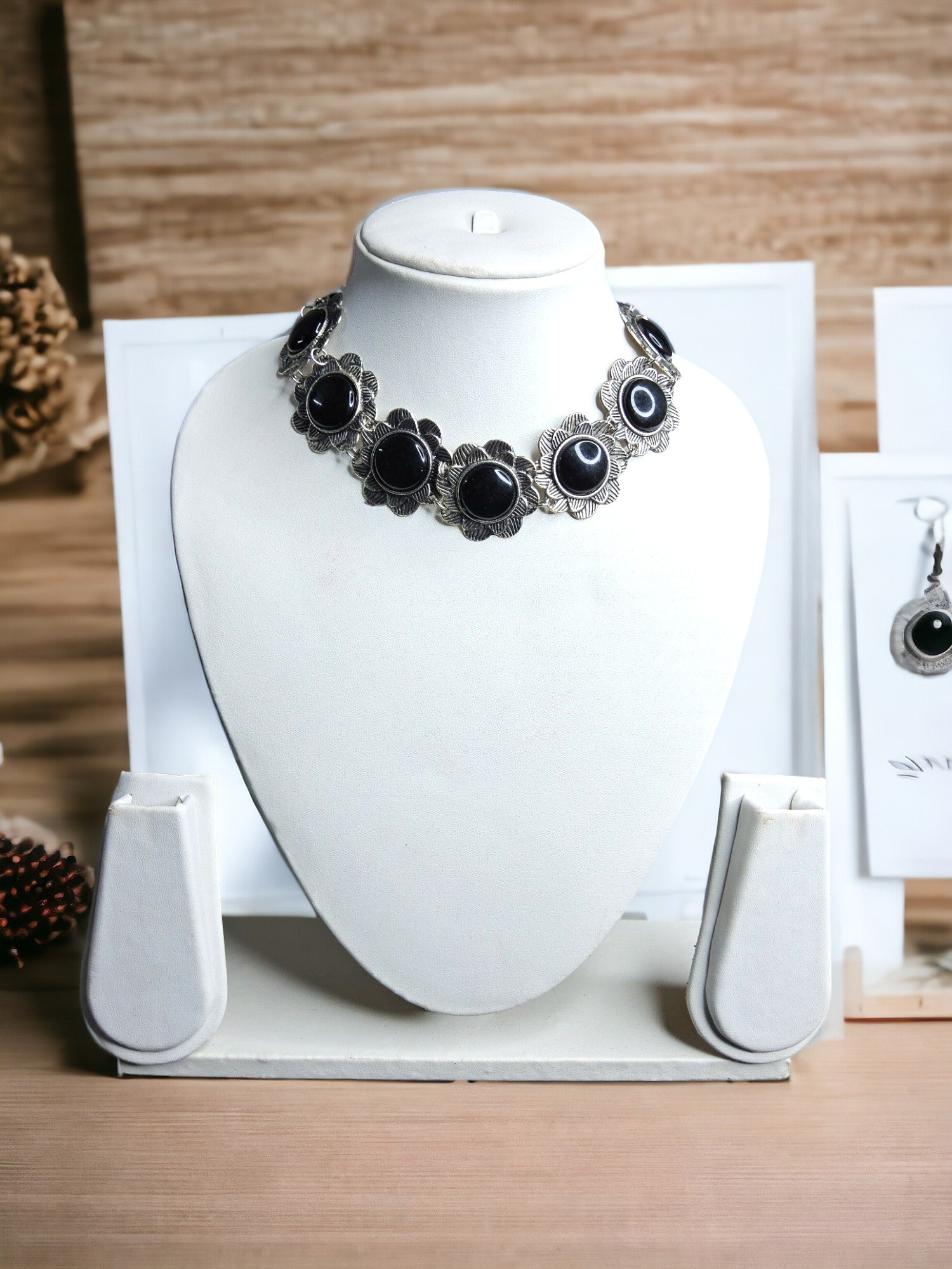 Noir Bloom Choker Necklace -Handmade & Adjustable