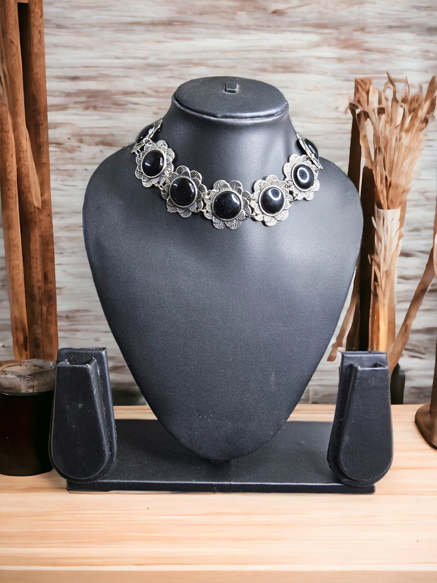 Noir Bloom Choker Necklace -Handmade & Adjustable