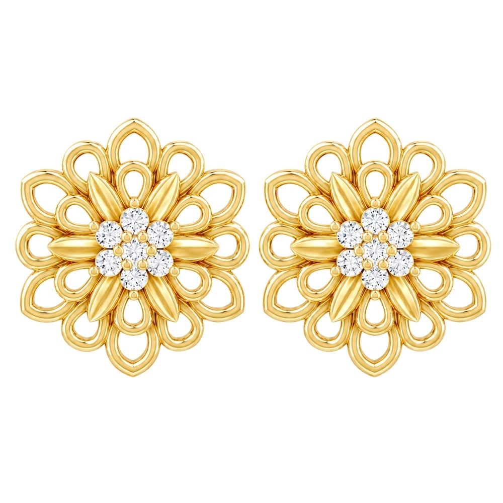 MAIRA Zinnia Glow Gold Plated 925 Sterling Silver Floral Stud Earrings