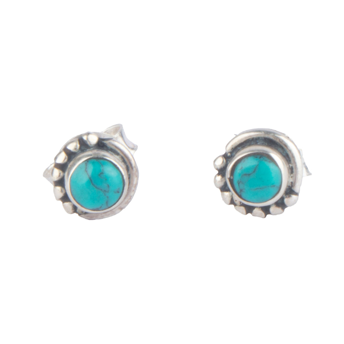 925 Sterling Silver Turquoise Eartops for Women | Turquoise Stud Earrings | Minimalist Daily Wear Silver Jewelry Gift