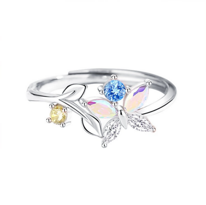 Brd Jewelry 925 Sterling Silver Butterfly Ring For Women And Girls, Adjustable Silver Ring, Gifts For Girlfriend