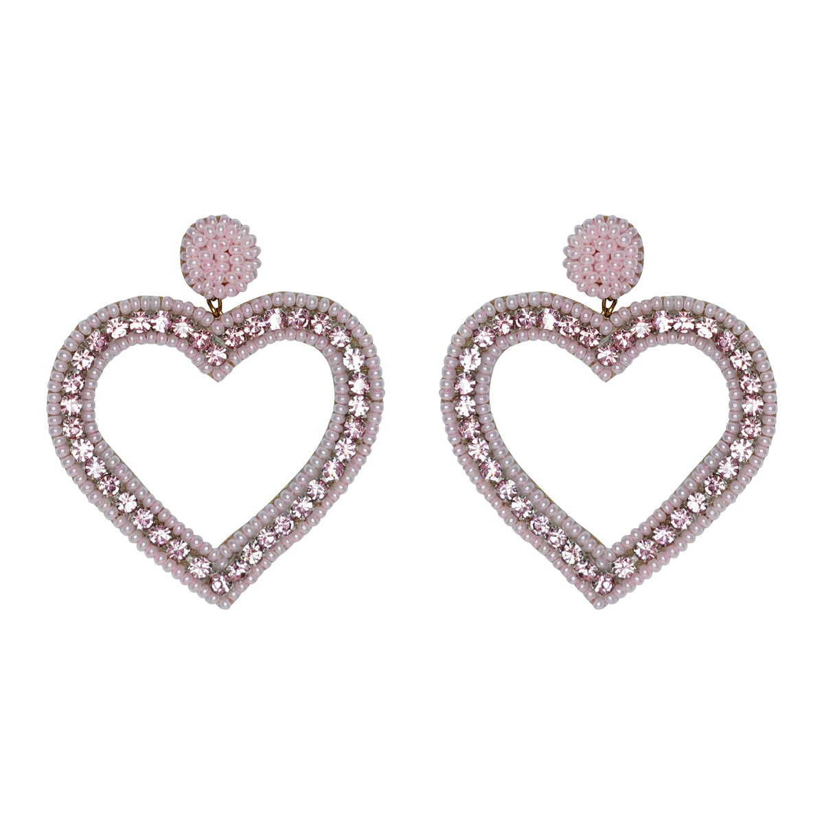 Cut-work Heart Earrings in Pink