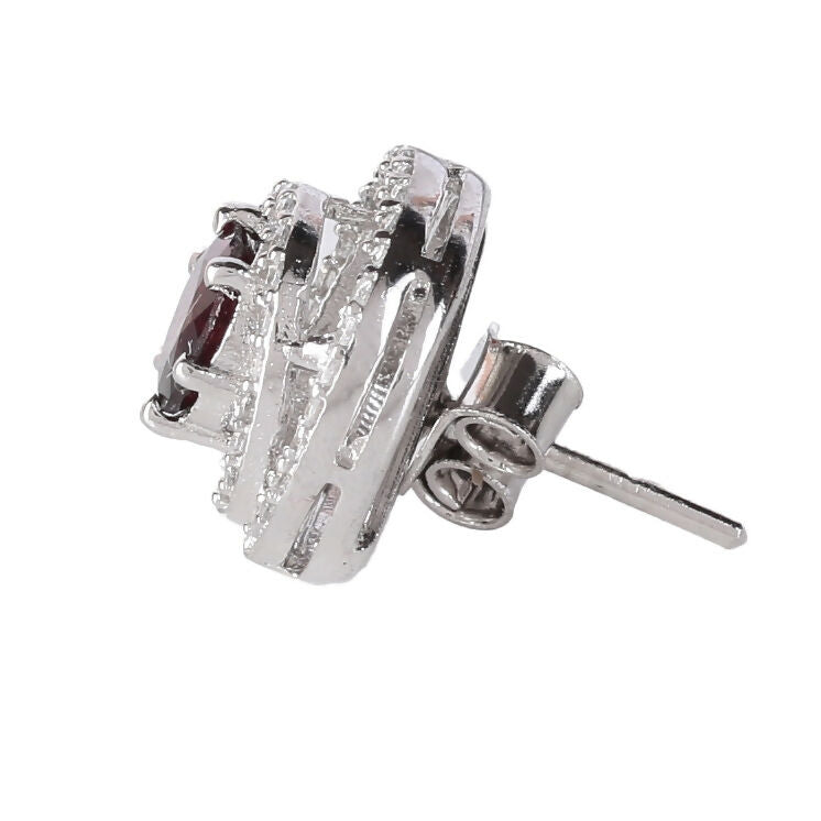 925 Sterling Silver Garnet Earrings for Women | Natural Red Gemstone Drop Earrings | Elegant Daily Wear Silver Jewelry