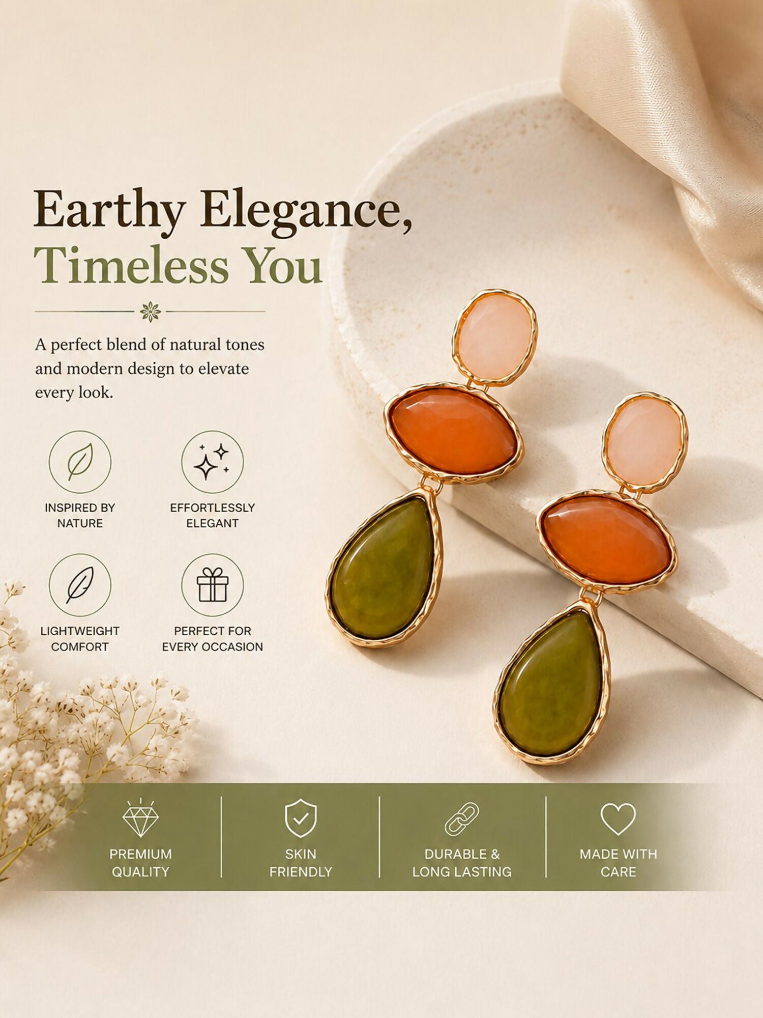 Multicolor Stone Drop Earrings