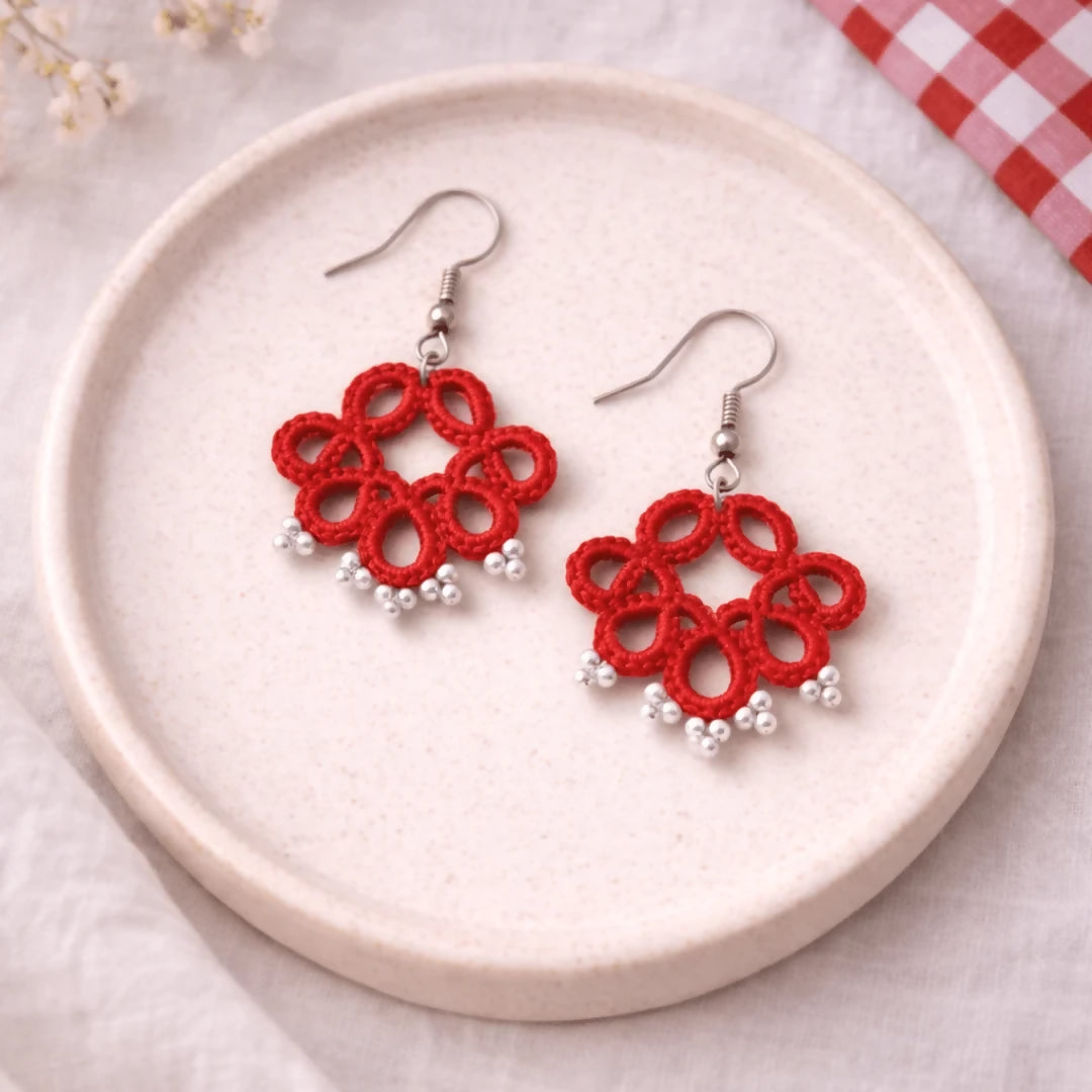 Crimson Dots Earrings