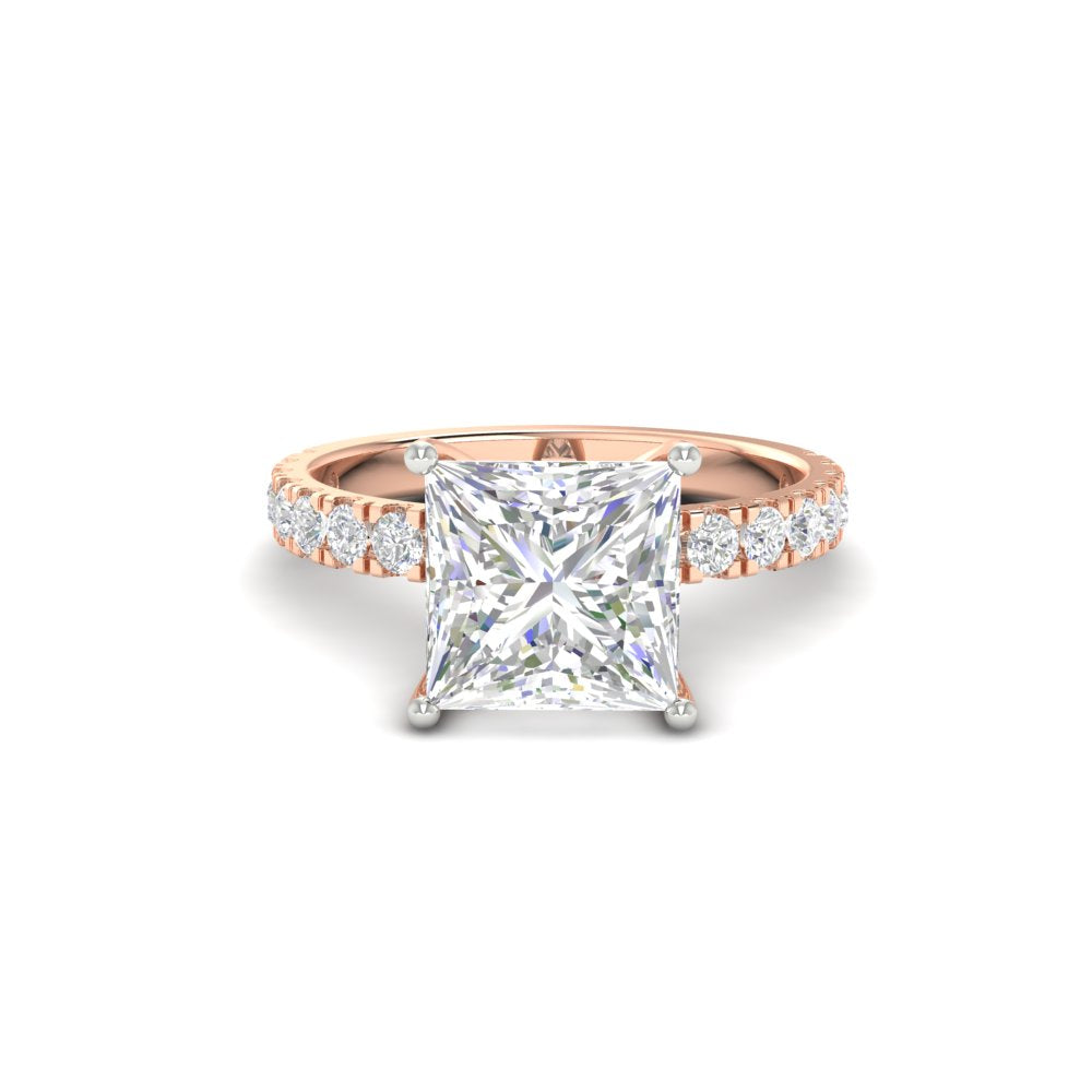 2.63Ct Princess Cut Moissanite Women Engagement Ring 14K Yellow Gold Plated