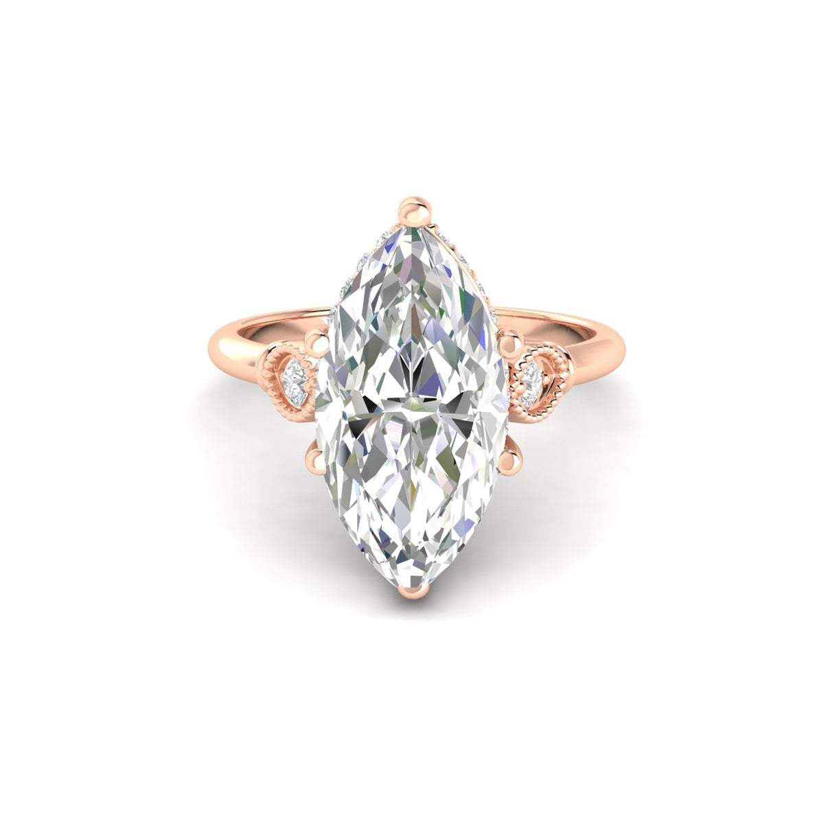 4.09Ct Marquise Cut Moissanite Engagement Ring 14K Yellow Gold Plated