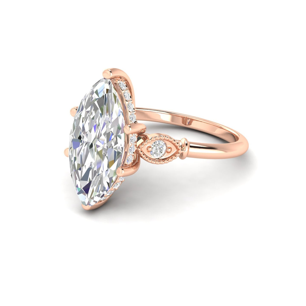 4.09Ct Marquise Cut Moissanite Engagement Ring 14K Yellow Gold Plated