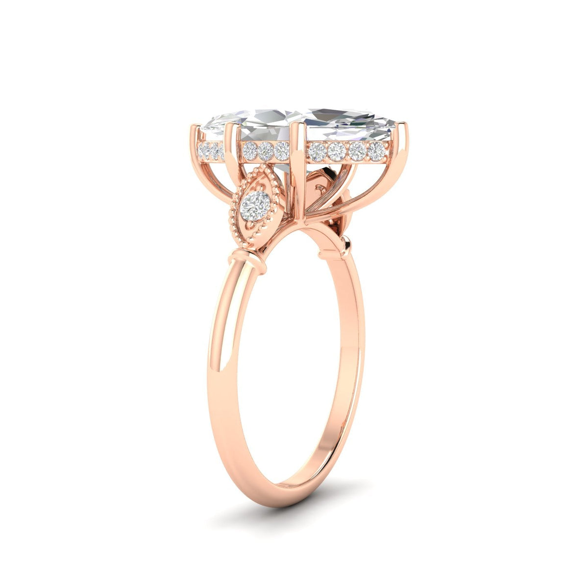 4.09Ct Marquise Cut Moissanite Engagement Ring 14K Yellow Gold Plated