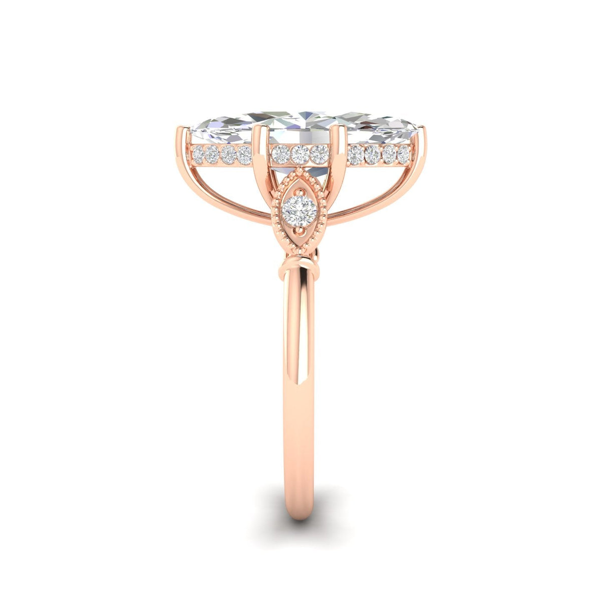 4.09Ct Marquise Cut Moissanite Engagement Ring 14K Yellow Gold Plated