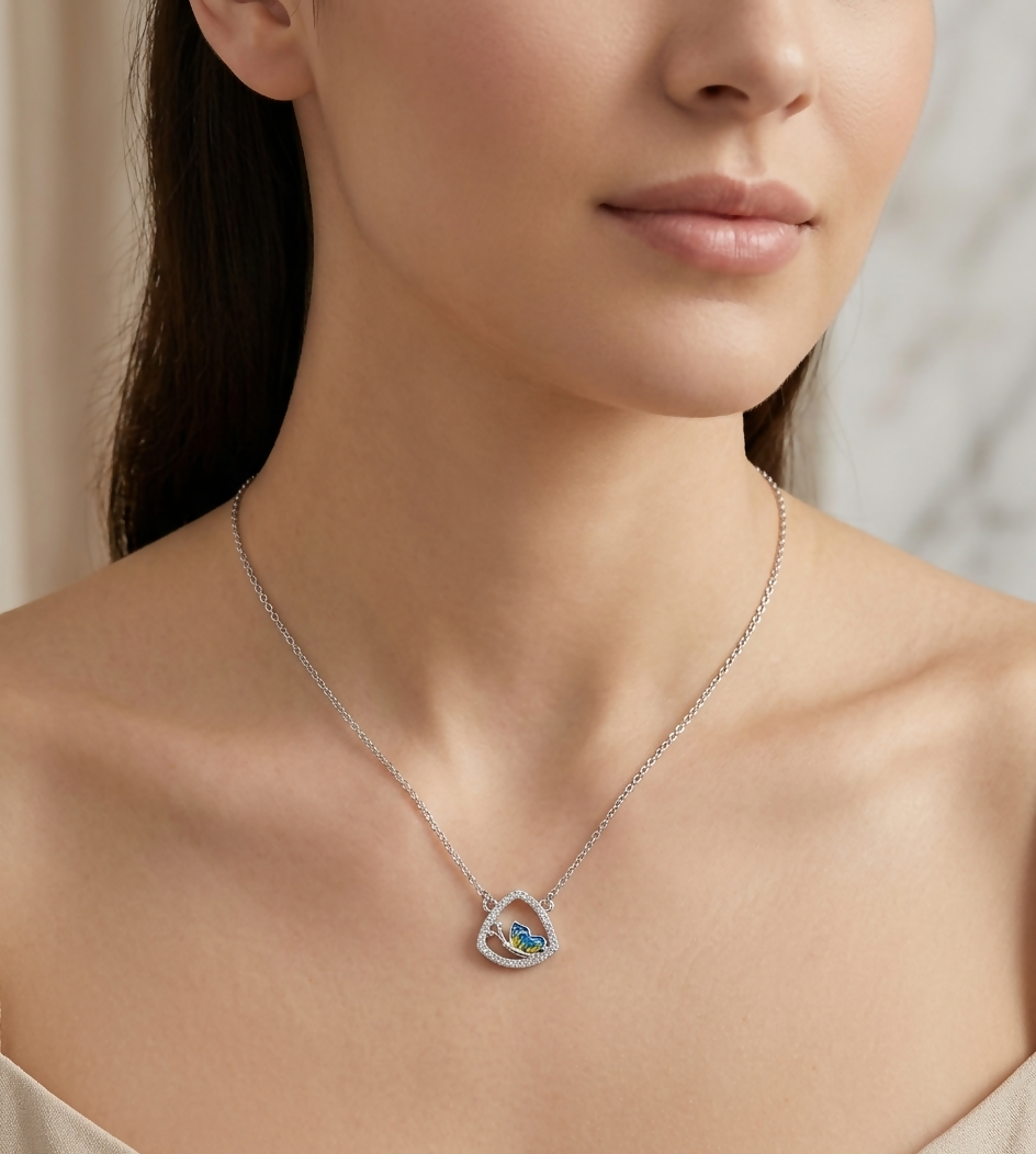 92.5 Silver Oval Butterfly