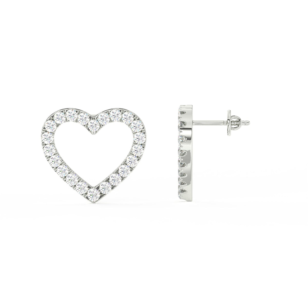 1 Ct Round Cut Moissanite Heart Stud Earrings in 14K Gold Plated