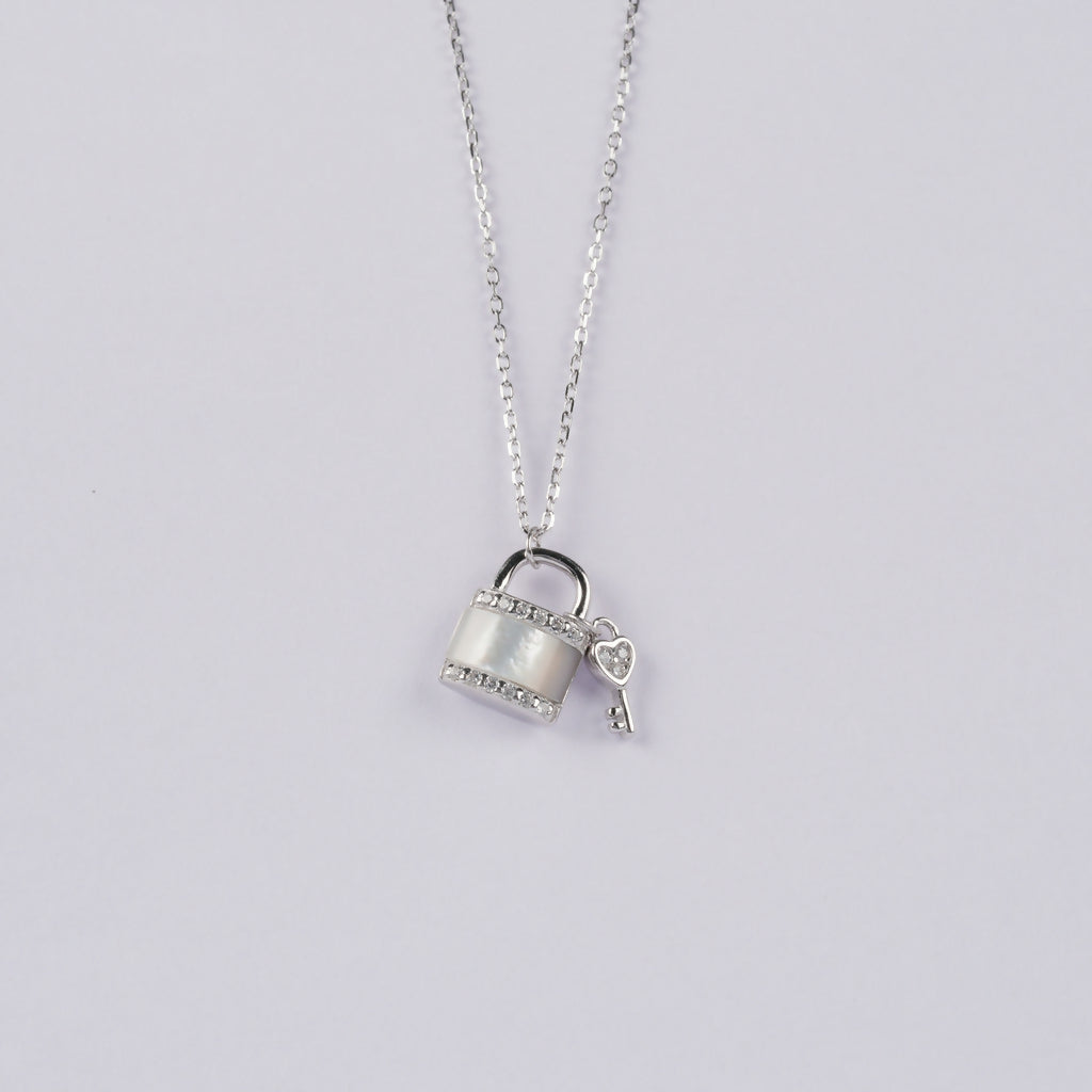 925 Sterling Silver Lock & Key Chain Necklace