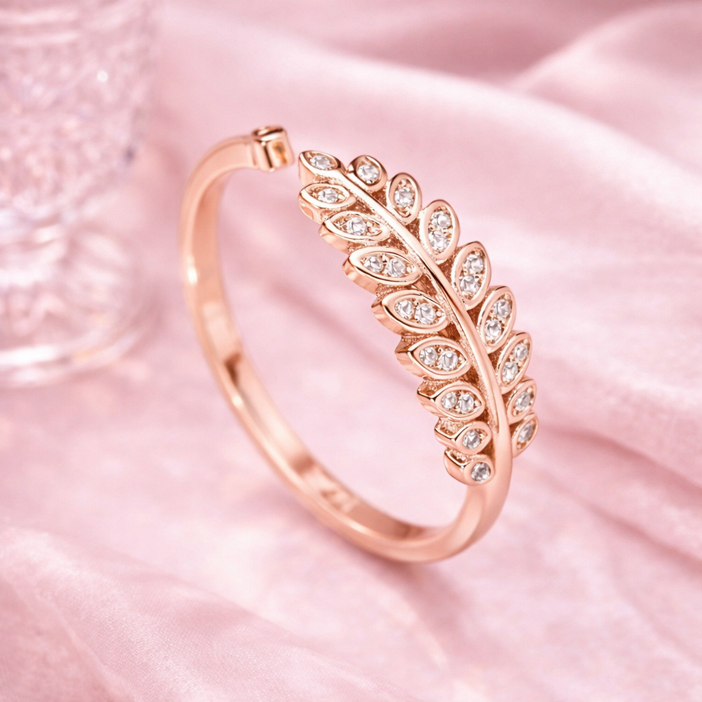 rose gold plated 925 sterling silver open adjustable ring