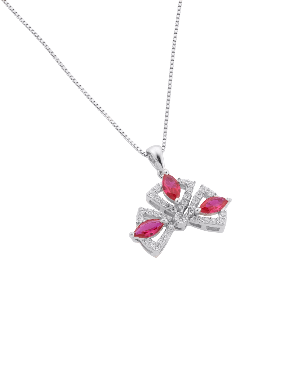 Royal Ruby Cross Pendant with Sparkling Accents