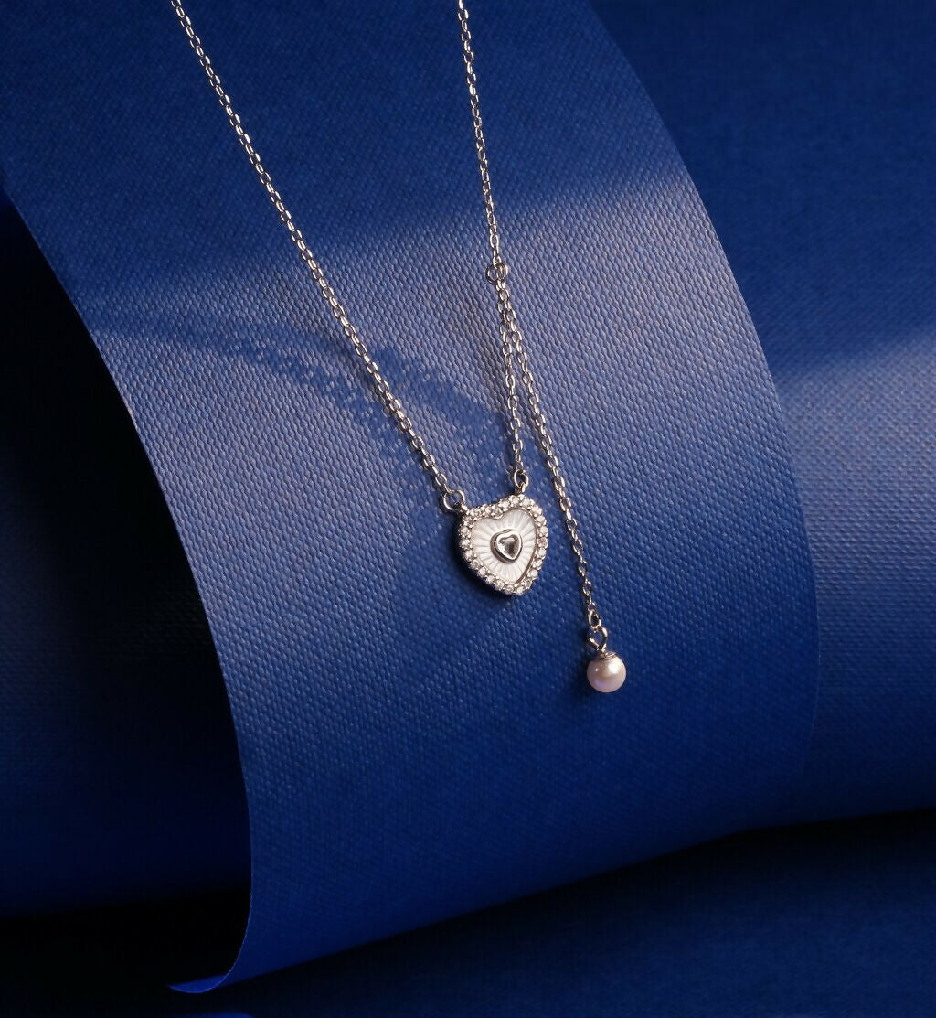 925 Sterling Silver Heart Tassel Chain Necklace