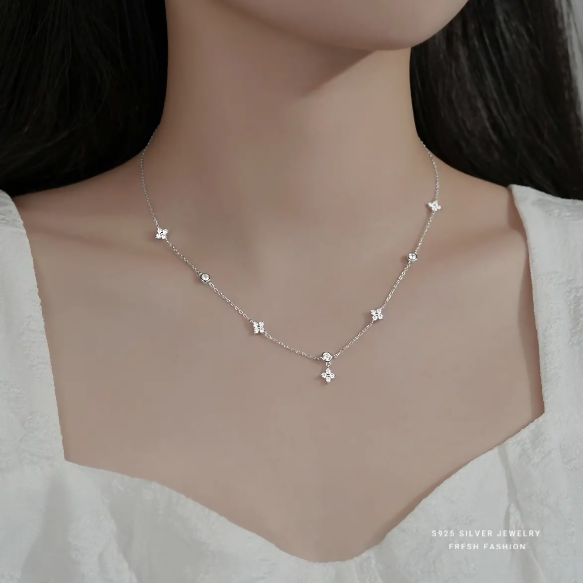 Brd Jewelry 925 Sterling Silver Diamond Minimalist Necklace For Women And Girls